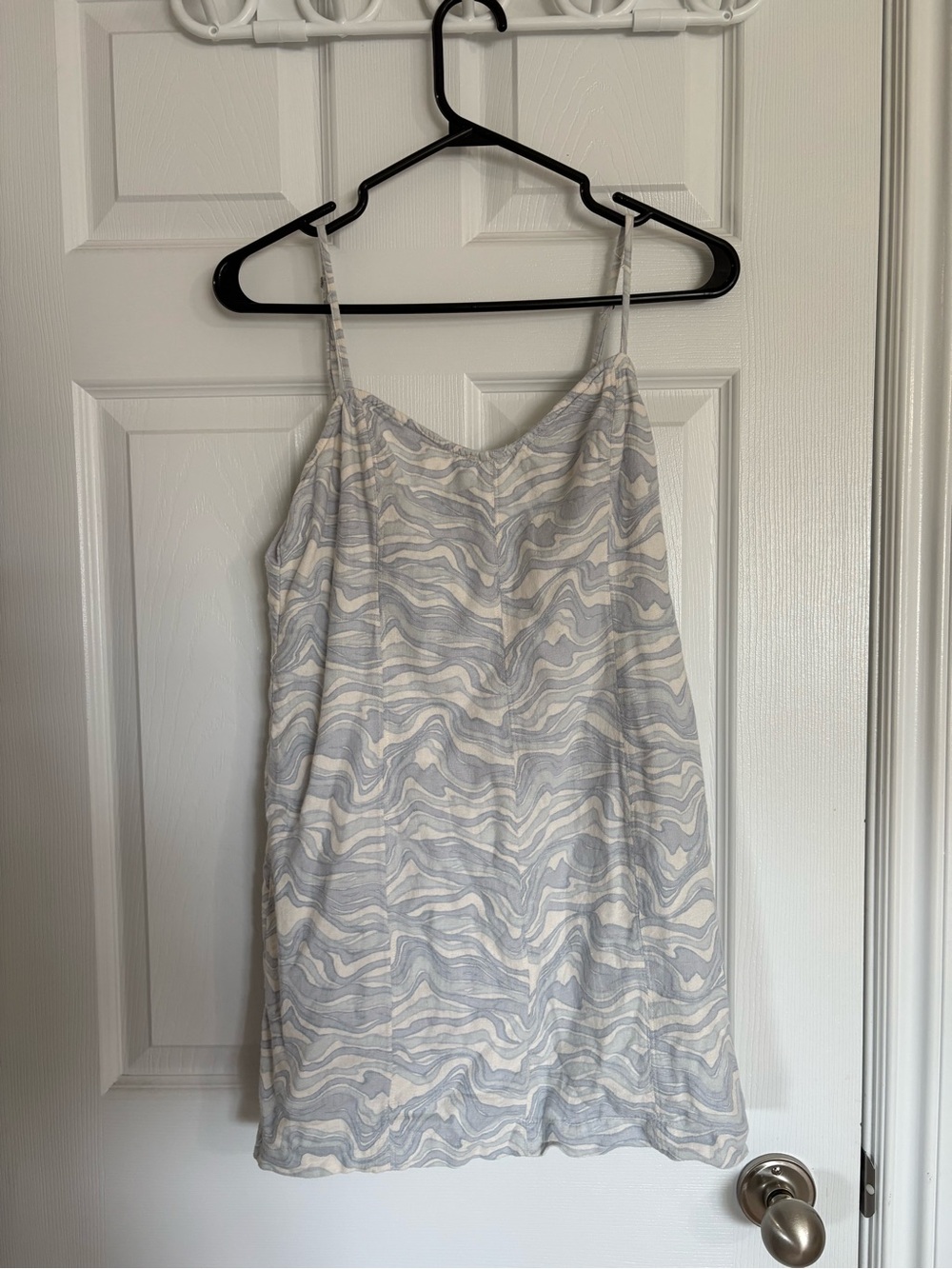 Abercrombie & Fitch Marble-Print Slip Dress in Light Blue and Cream